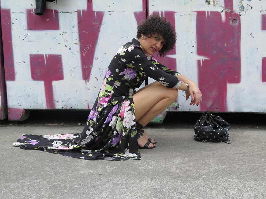 vestido largo, maxidress, sandals, maxiflowers, vestido camisero, bag, bolso saco, tachuelas